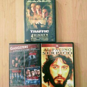 3 CRIME/GANGSTER  DVDS , 1 DVD CONTAINS 4 MOVIES, TOTAL  6 MOVIES